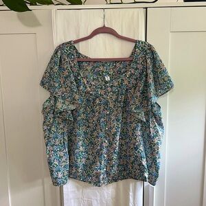 Old Navy Floral Flutter Top, Size XL